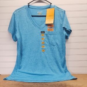 Ariat Women's Rebar Evolution Logo Tshirt Norse Blue Size M